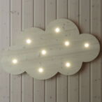 Holz-Deckenleuchte in Wolkenform mit 8 LEDs
